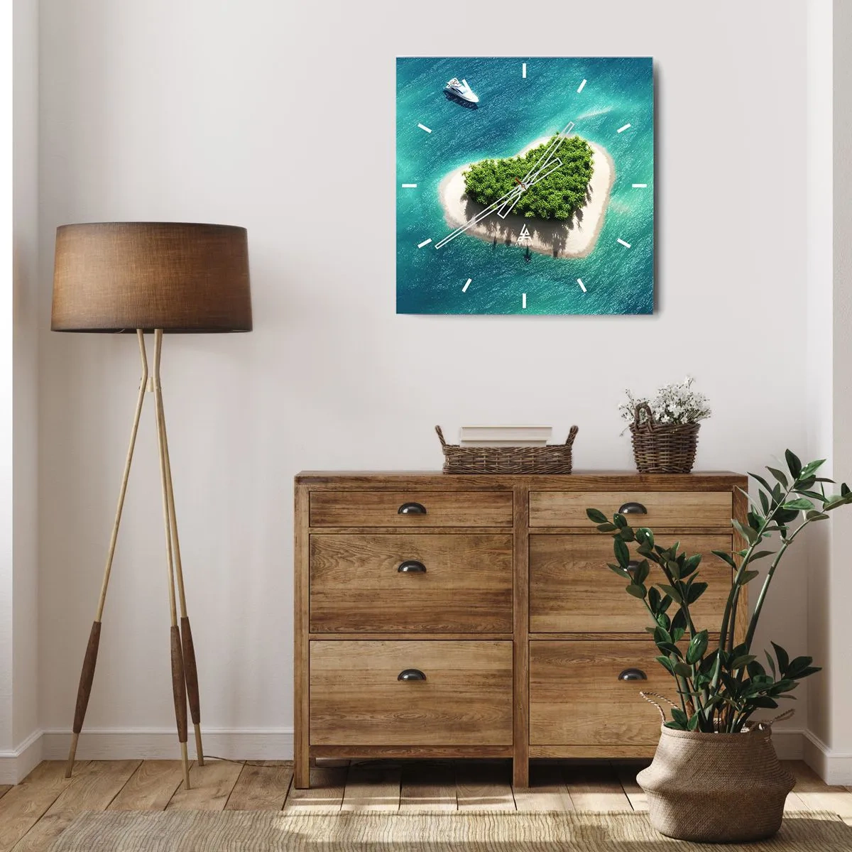 Relógio de parede - Relógio em vidro - Eu amo o verão - 40x40 cm