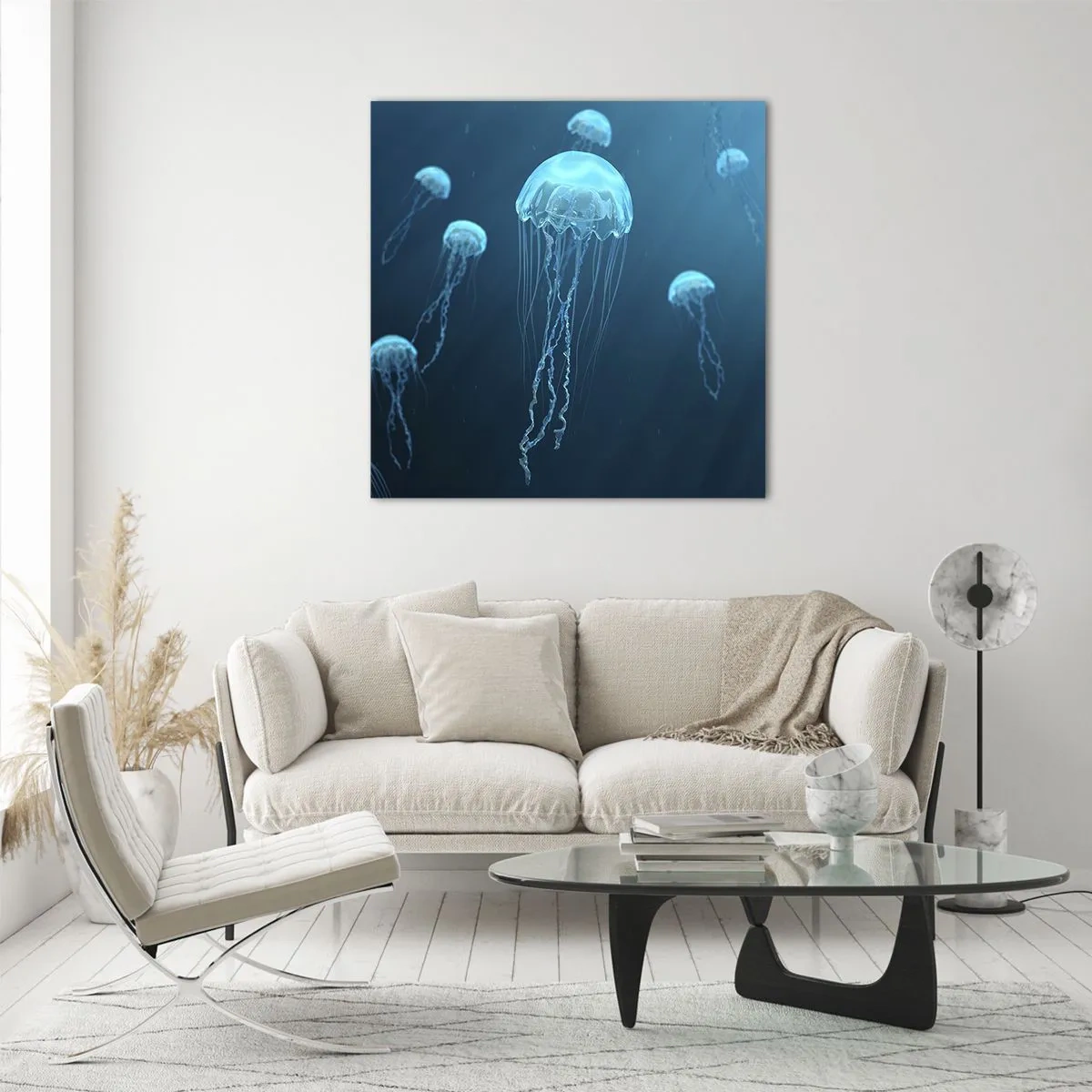 Quadro em vidro - Dança do oceano - 40x40 cm