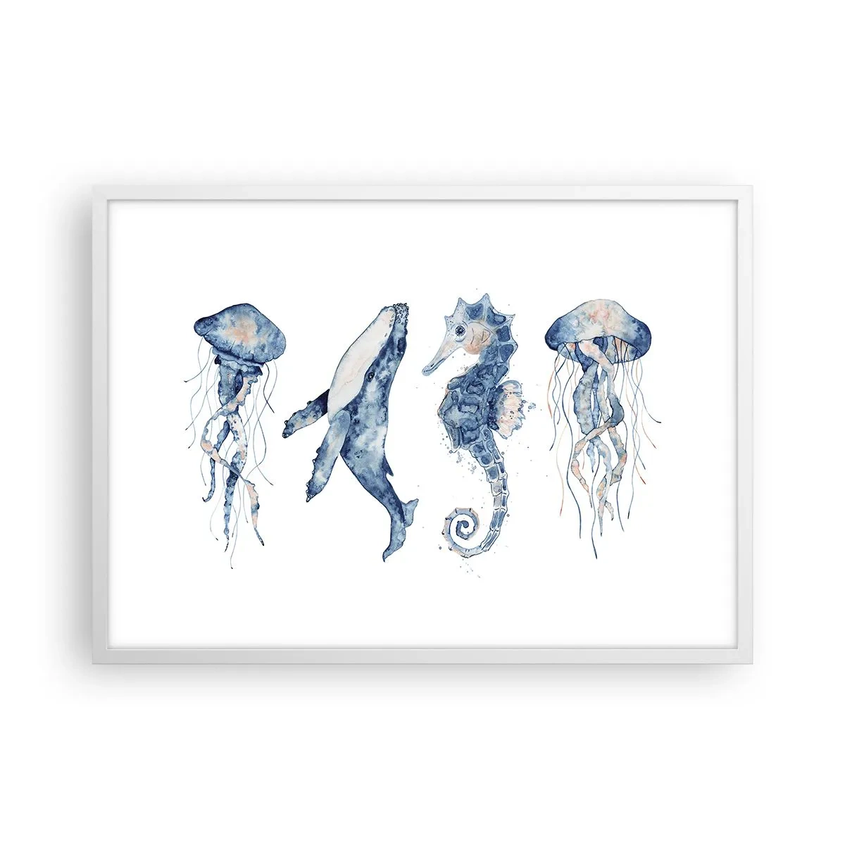 Pôster em moldura branca - Maravilhas do mar - 70x50 cm