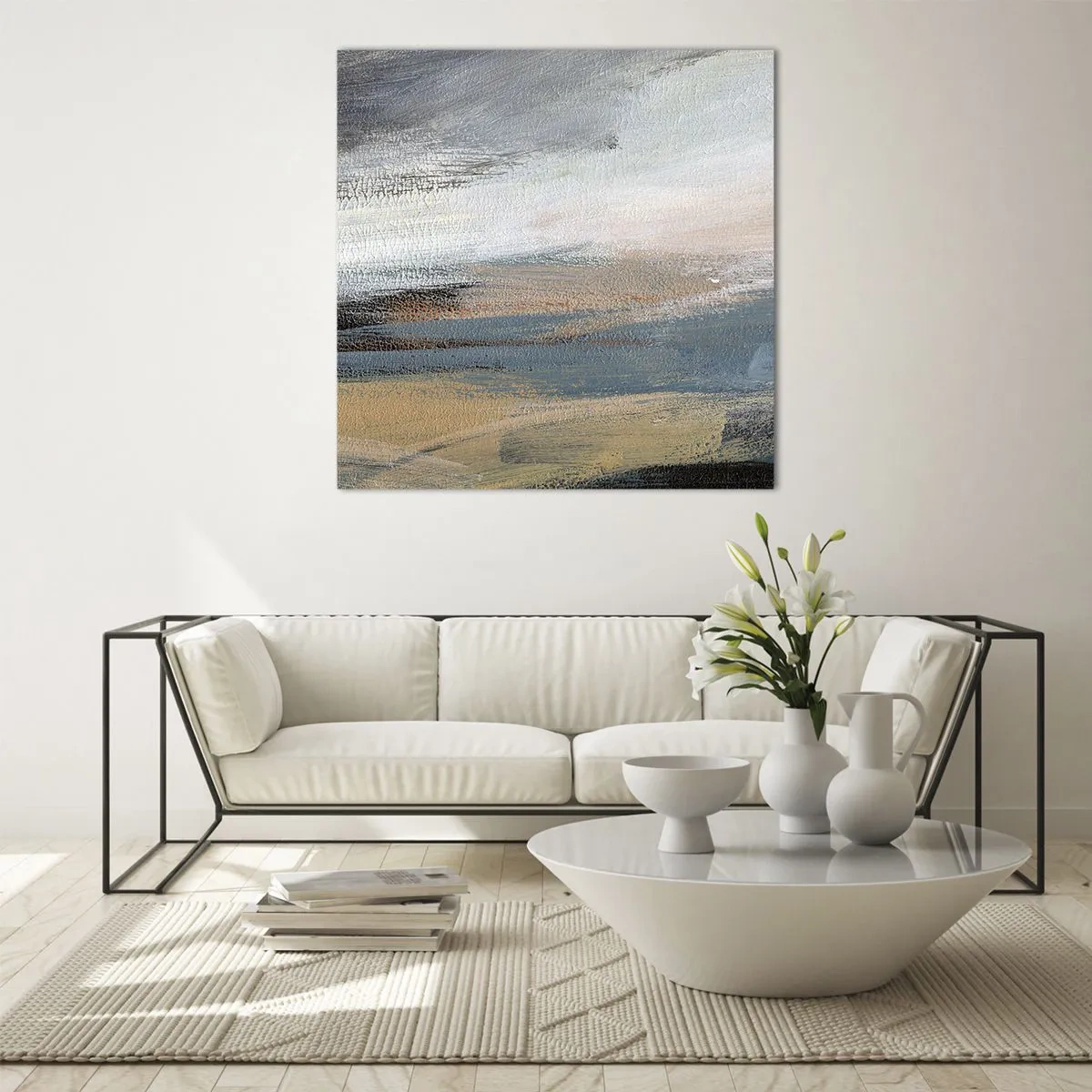 Quadro em vidro - Abstração: paisagem do norte - 40x40 cm