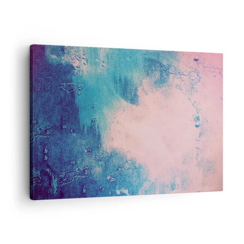 Quadro em tela - Textura abstrata em tons de rosa e azul - 70x50cm - Abraço azul - Decoração de parede moderna para a sala de estar e quarto ARTTOR