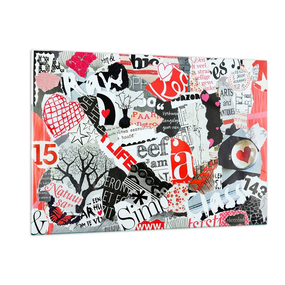 Quadro em vidro - Colagem hipster - 120x80 cm