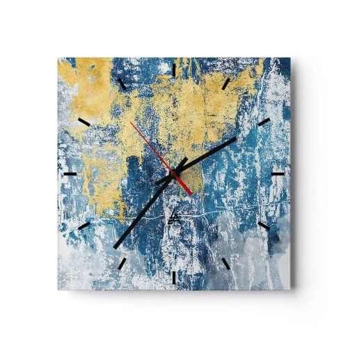 Relógio de parede - Relógio em vidro - Abstração cheia de clima - 30x30 cm