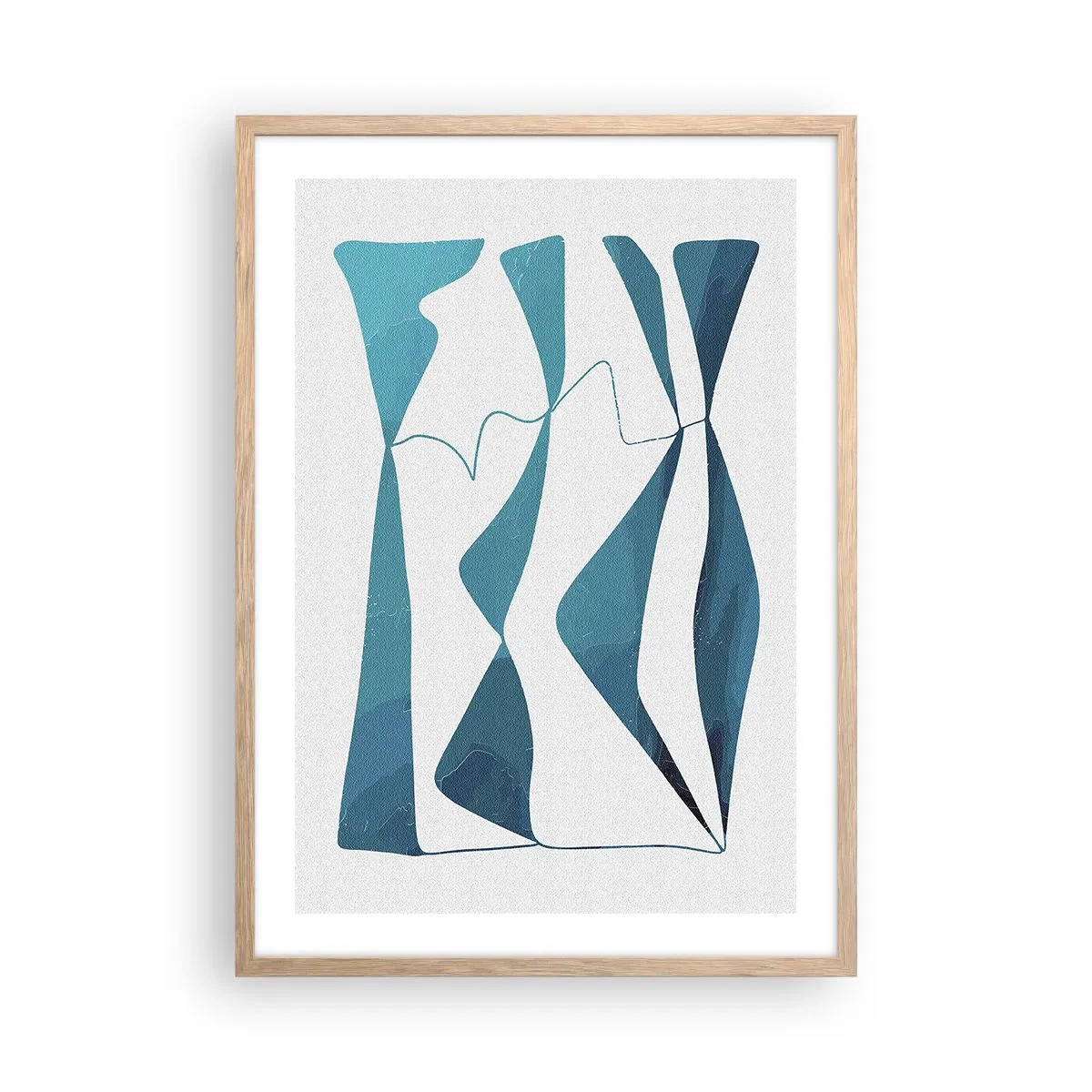 Pôster com moldura de carvalho claro - Abstração: composto turquesa - 50x70 cm