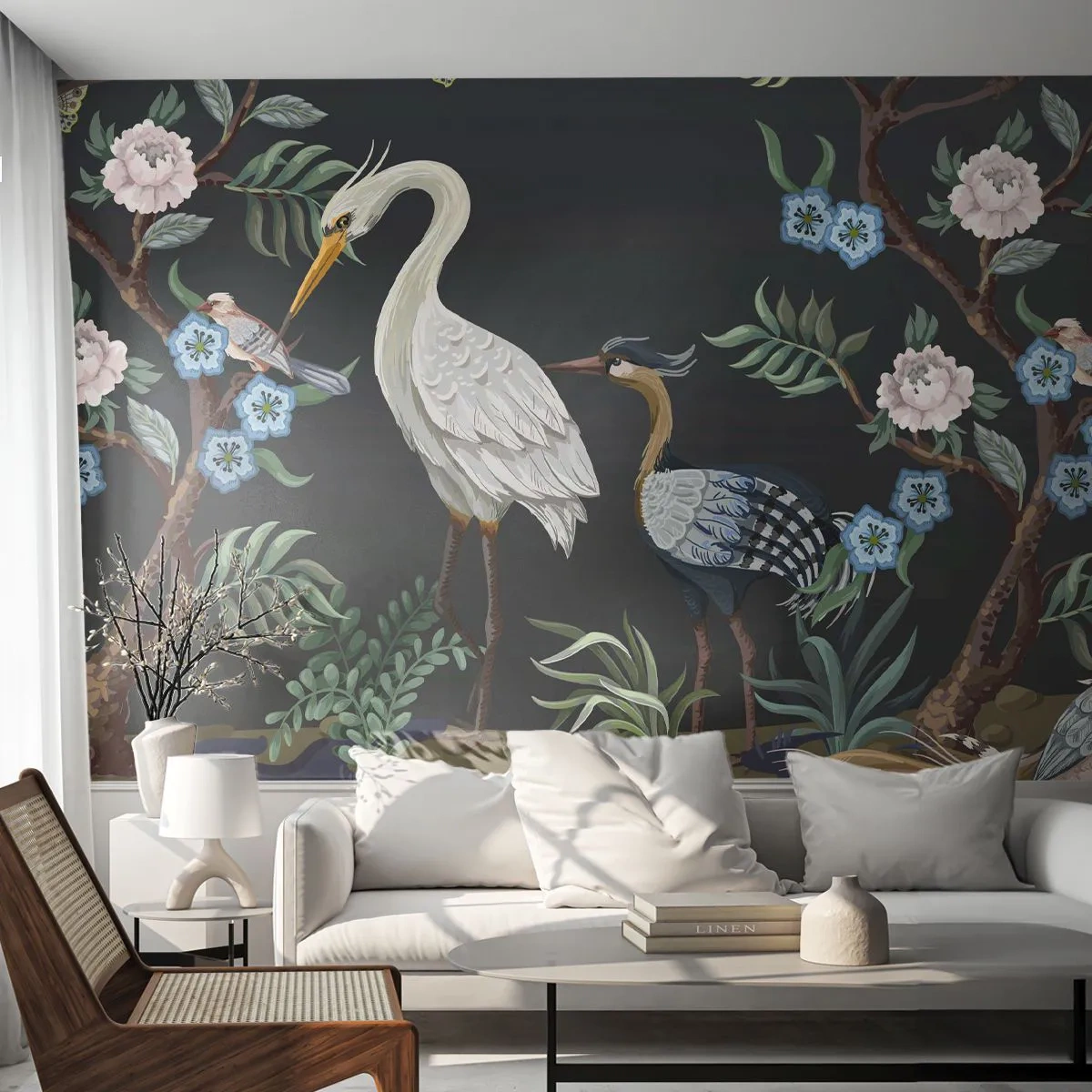 Papel de Parede Standard Eco - Desfile de pássaros - Animais, Flores, Pássaro - 400x280 cm