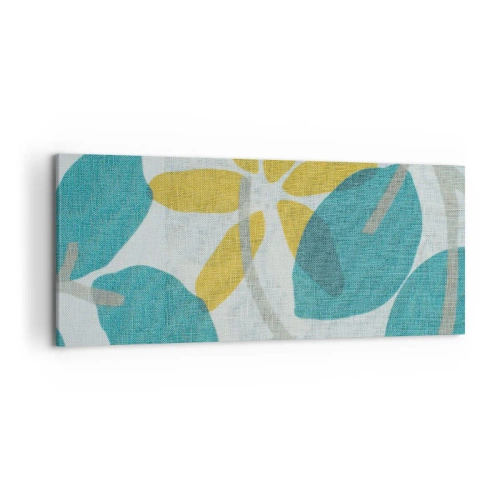 Quadro em tela - Entre as folhas azuis - 120x50 cm