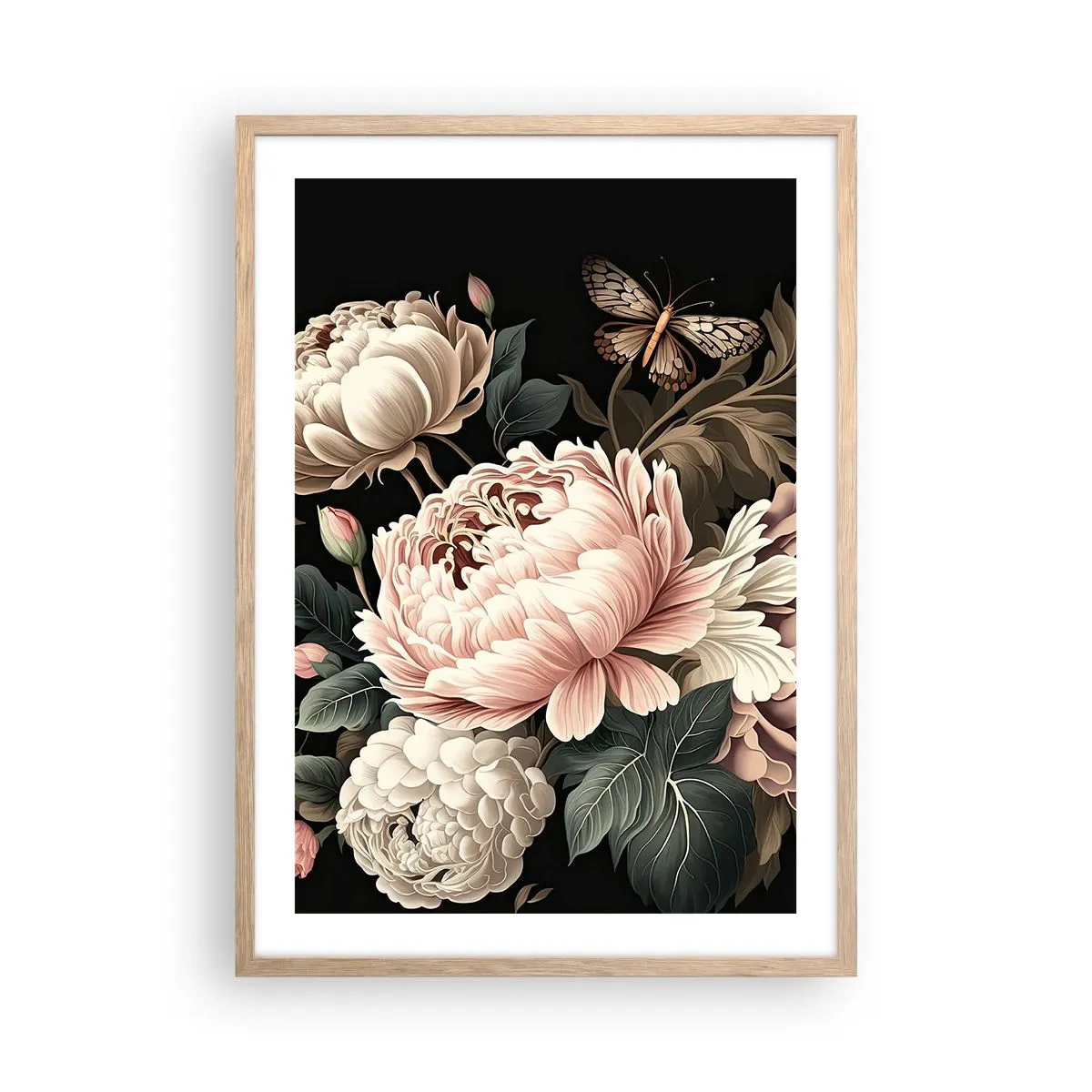 Pôster com moldura de carvalho claro - Em estilo barroco - 50x70 cm