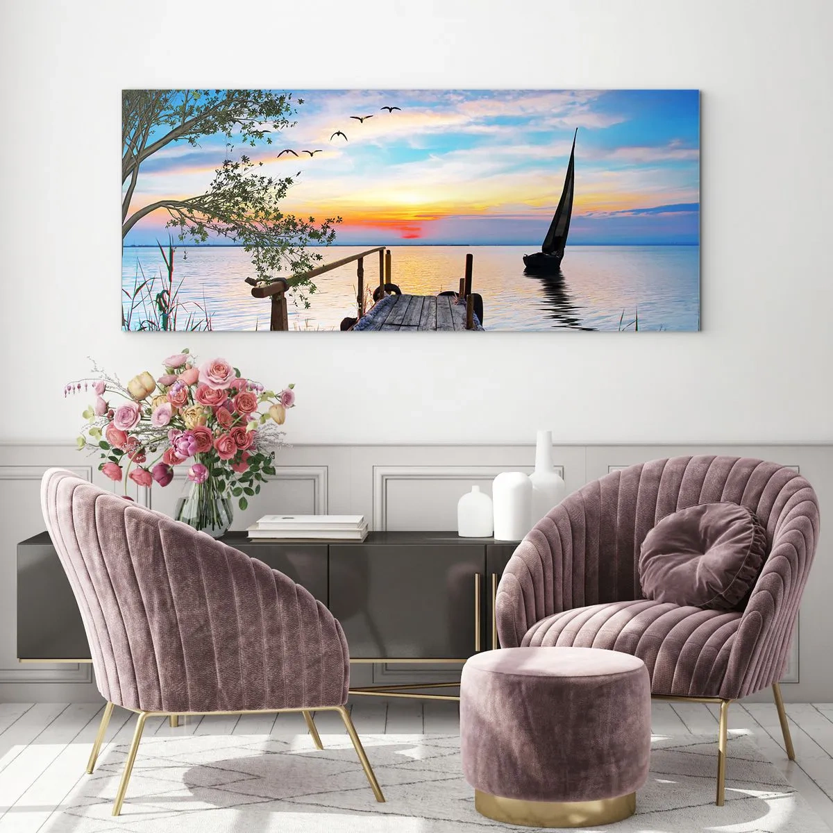Quadro em vidro - Boa noite - 100x40 cm