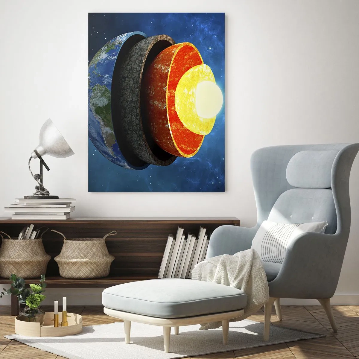 Quadro em vidro - Viagem ao centro da Terra - 50x70 cm