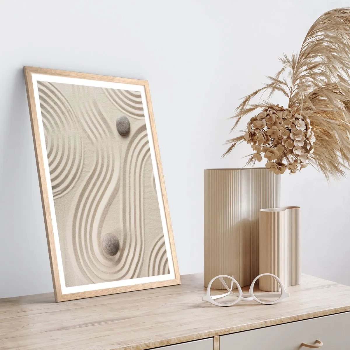Pôster com moldura de carvalho claro - Um toque de calor - 70x100 cm