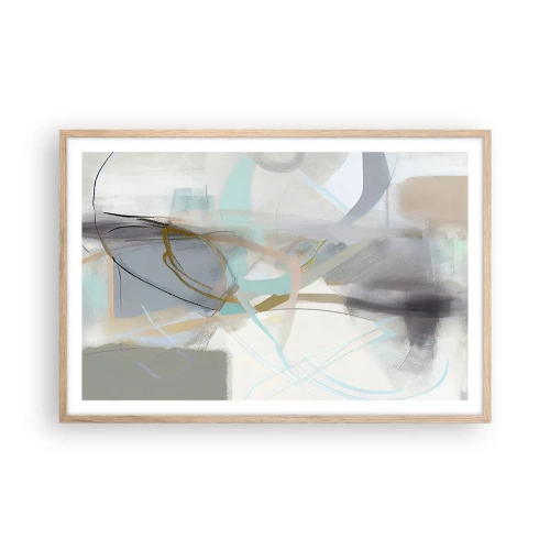 Pôster com moldura de carvalho claro - Abstração enevoada - 91x61 cm