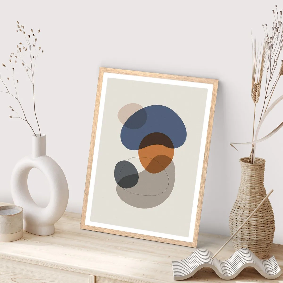 Pôster com moldura de carvalho claro - Gotas de cor - 40x50 cm