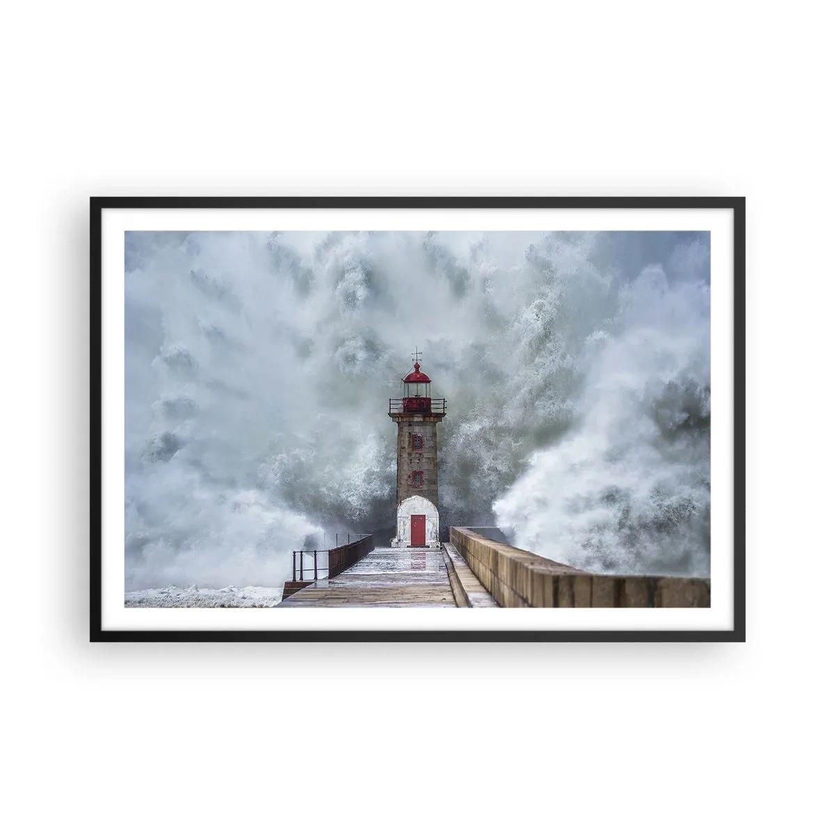 Pôster com moldura preta - O rugido das águas, o som do vento - 91x61 cm