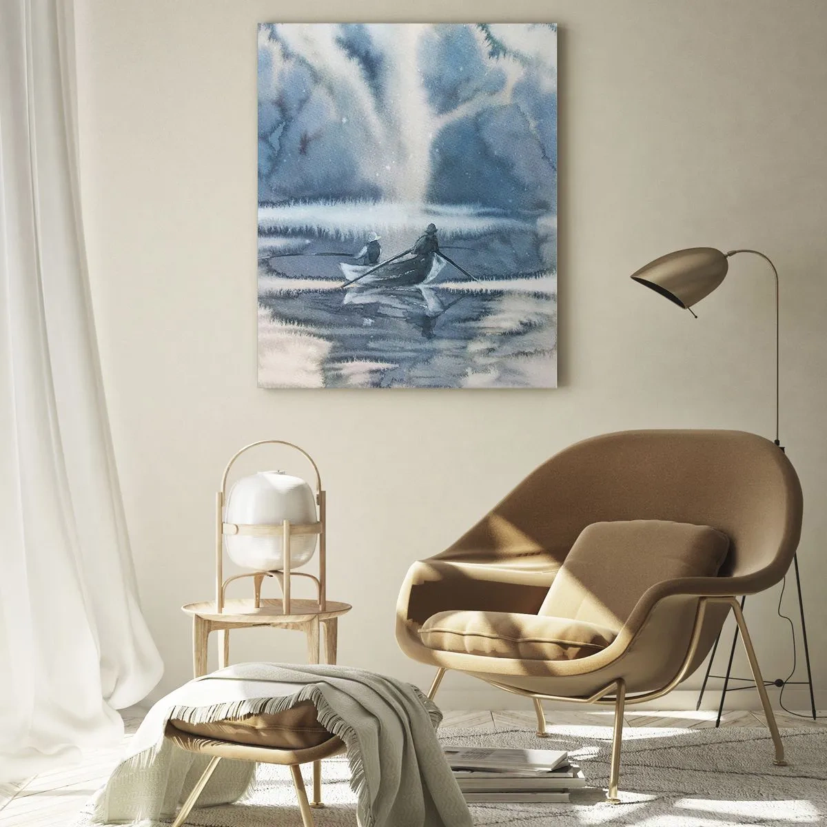 Quadro em vidro - Pescadores no seu paraíso - 50x70 cm