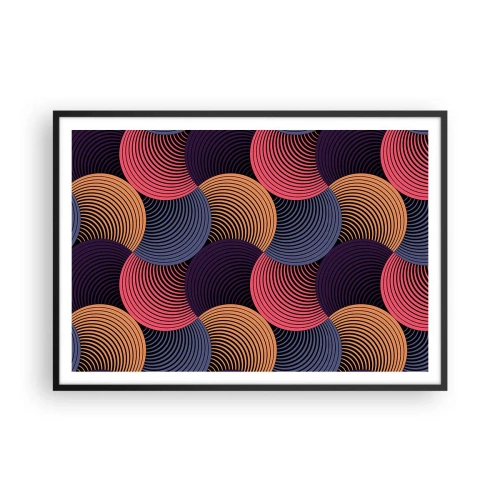 Pôster com moldura preta - Num ritmo circular - 100x70 cm