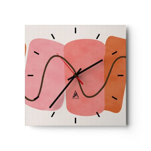 Relógio de parede - Relógio em vidro - Movimento suave de formas - 40x40 cm