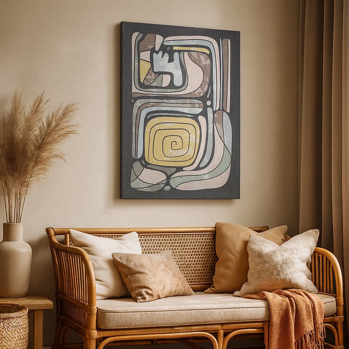 Quadro em tela - Abstração no espírito pré-colombiano - 50x70 cm