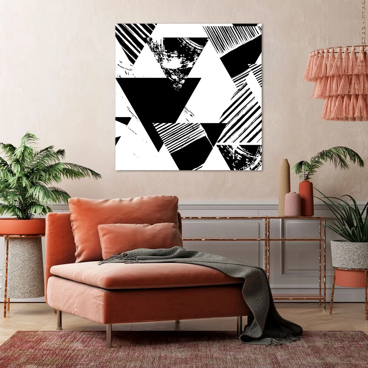 Quadro em tela - Chuva de triângulos - 40x40 cm