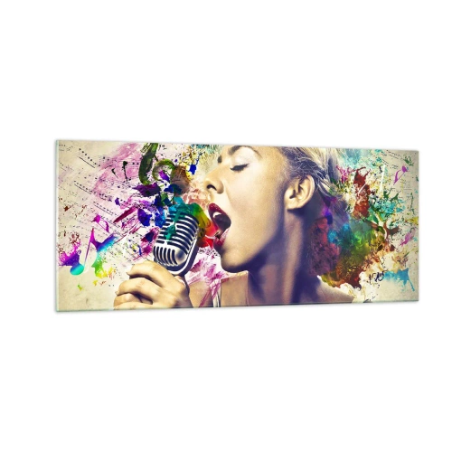 Quadro em vidro - Pintar o mundo com a voz - 100x40 cm