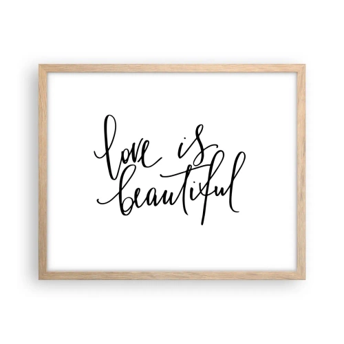 Pôster com moldura de carvalho claro - Leia e repita - 50x40 cm