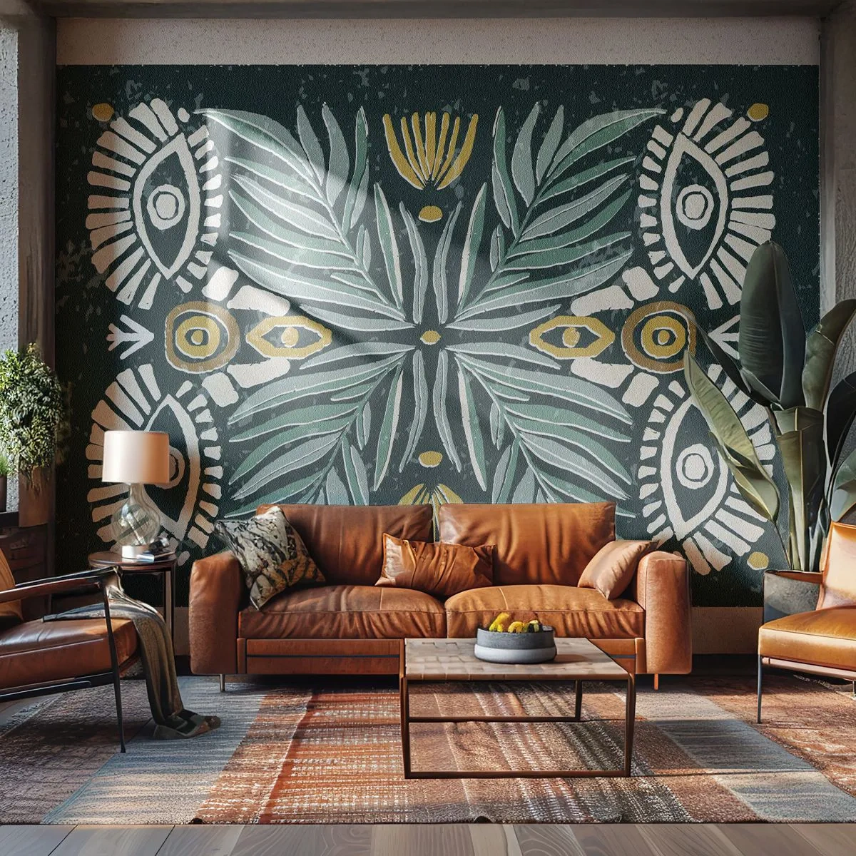 Papel de Parede Standard Eco - Como um recorte folclórico - Boho, Padrão, Botânica - 250x175 cm
