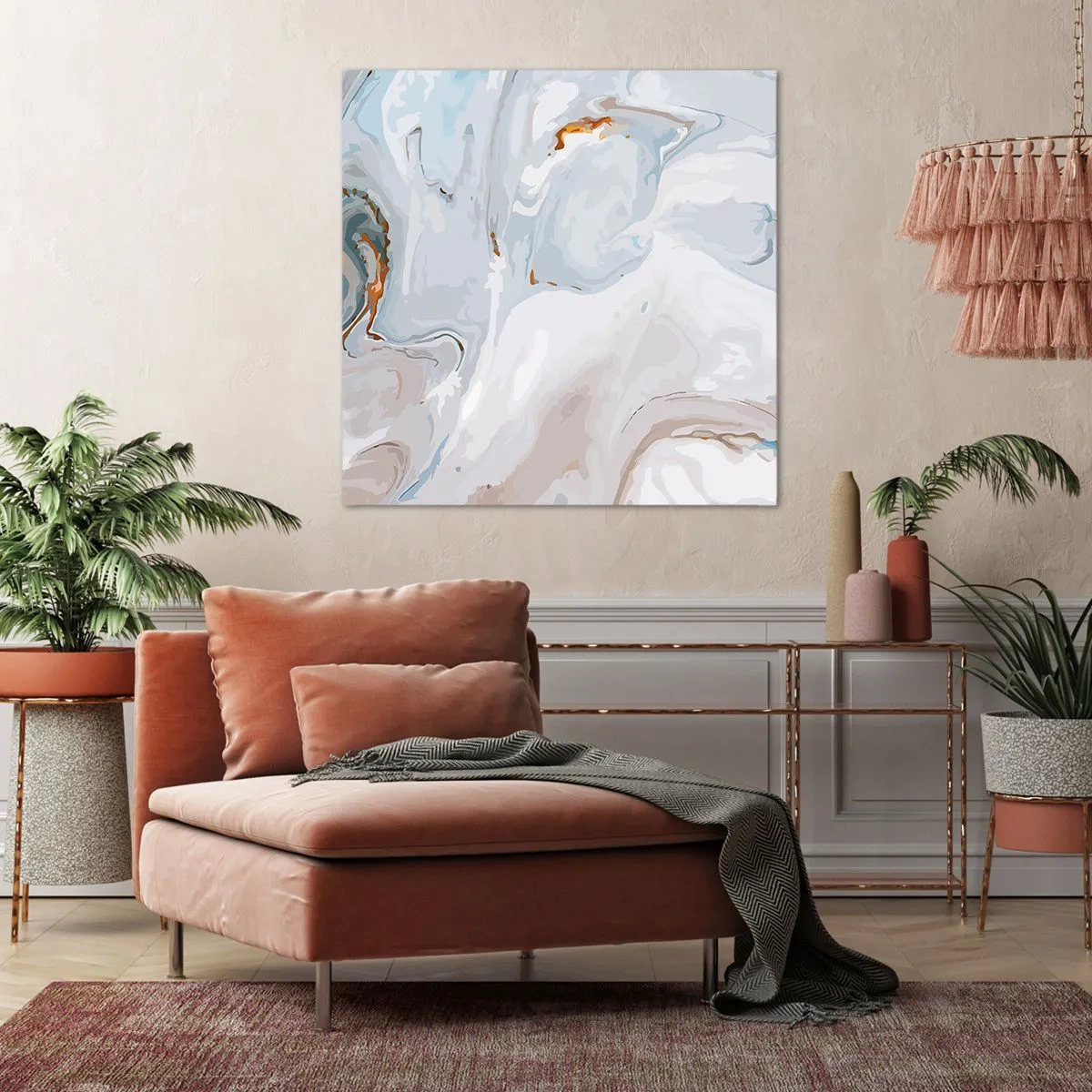 Quadro em tela - Branco elevado - 30x30 cm