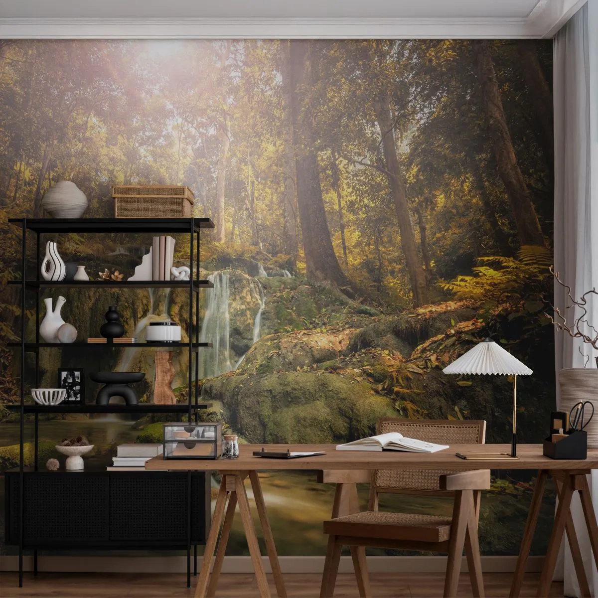 Papel de Parede Premium Canvas - Cascata na floresta - Paisagem, Cachoeira, Floresta - 250x175 cm