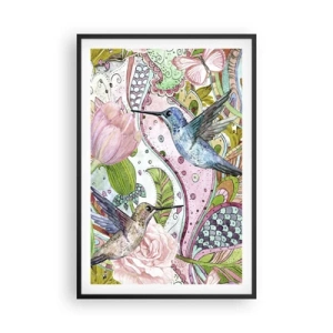 Pôster com moldura preta - Emaranhados em trepadeiras - 61x91 cm