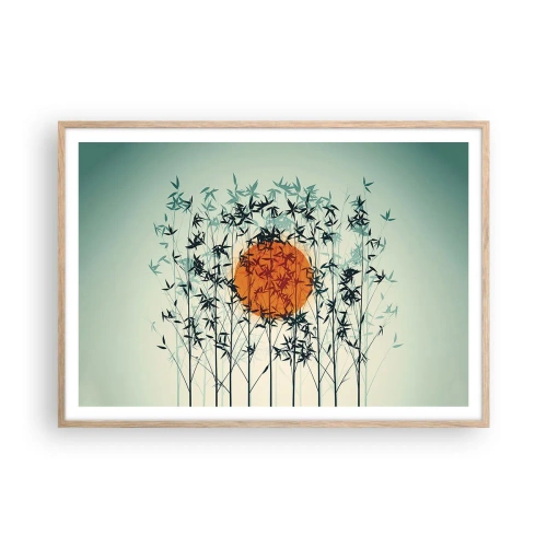 Pôster com moldura de carvalho claro - Sol japonês - 100x70 cm