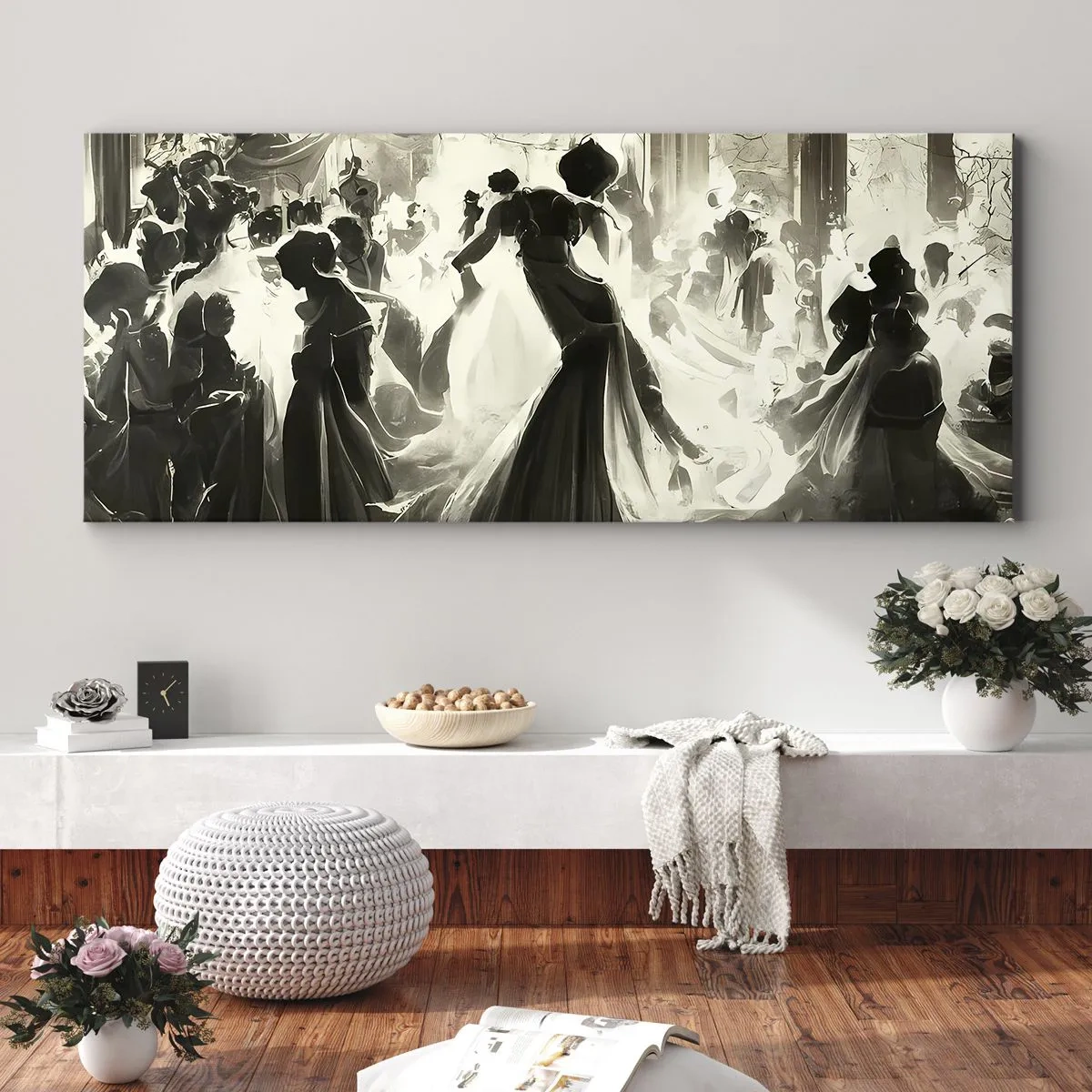 Quadro em tela - O grande baile de máscaras - 100x40 cm