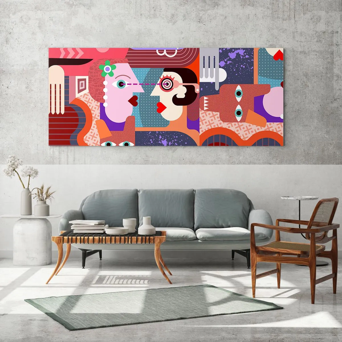 Quadro em vidro - Olho no olho - 100x40 cm