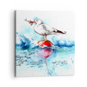 Quadro em tela - Pesca bem sucedida - 70x70 cm