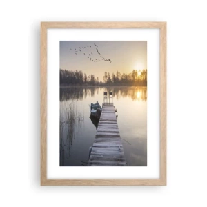 Pôster com moldura de carvalho claro - Voltarei dentro de algum tempo - 30x40 cm