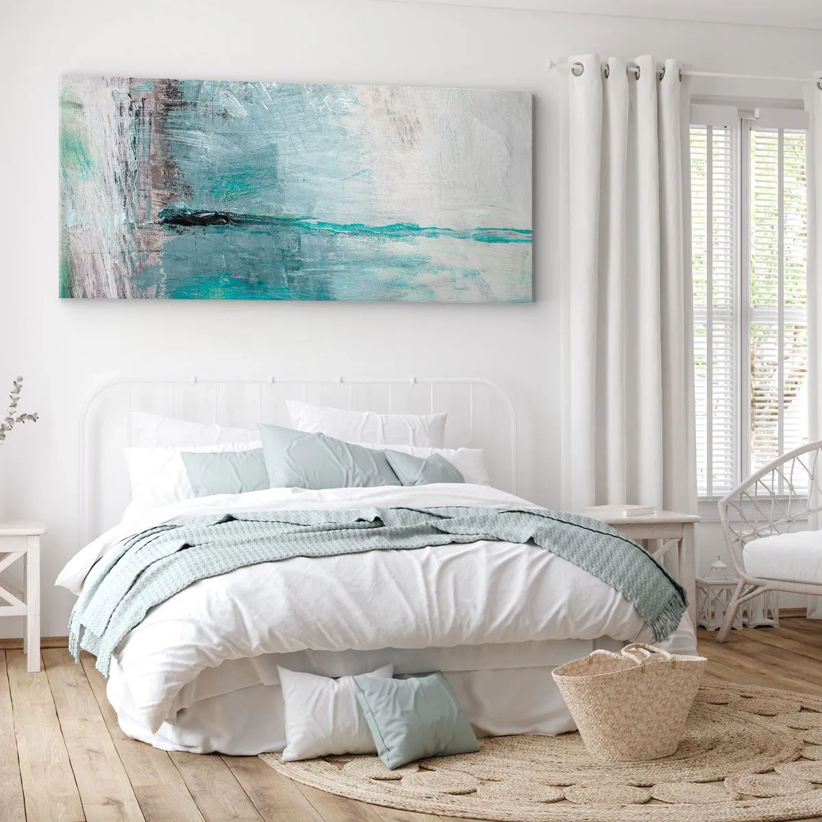 Quadro em tela - Horizontalmente em azul - 140x50 cm