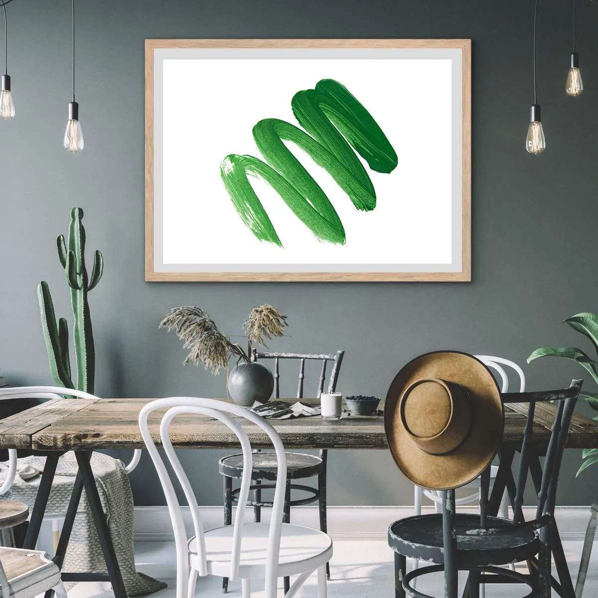 Pôster com moldura de carvalho claro - Piada verde - 91x61 cm