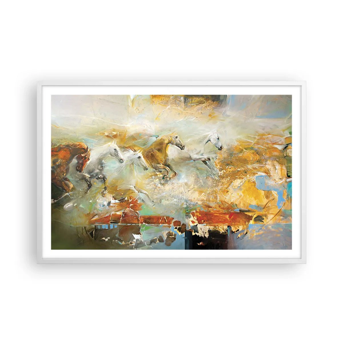 Pôster em moldura branca - A galope através da luz - 91x61 cm