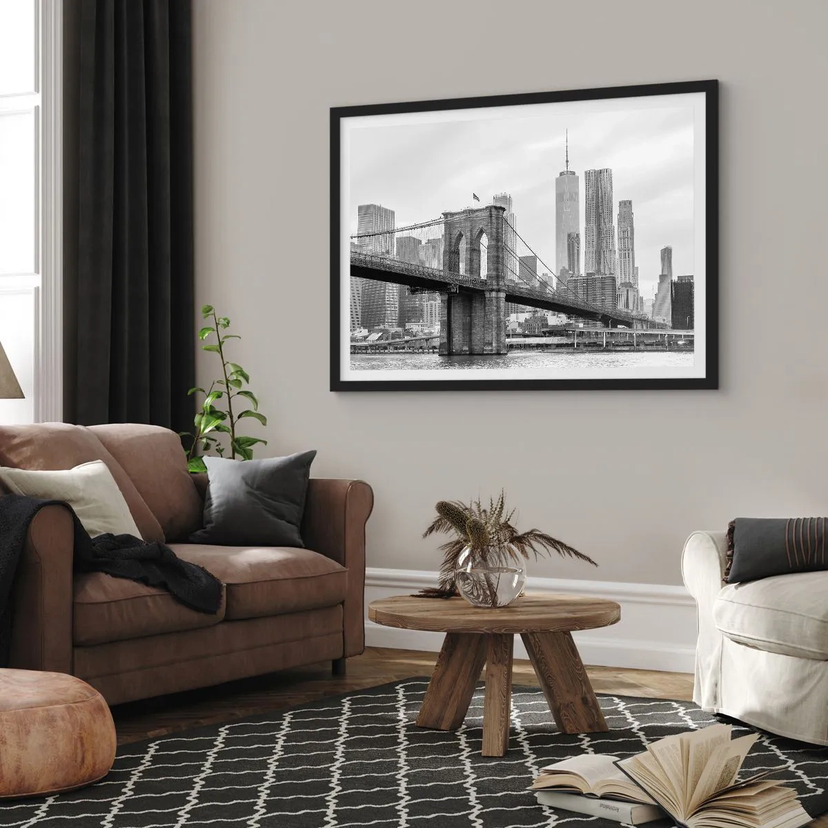 Pôster com moldura preta - Vibrações de Nova York - 91x61 cm