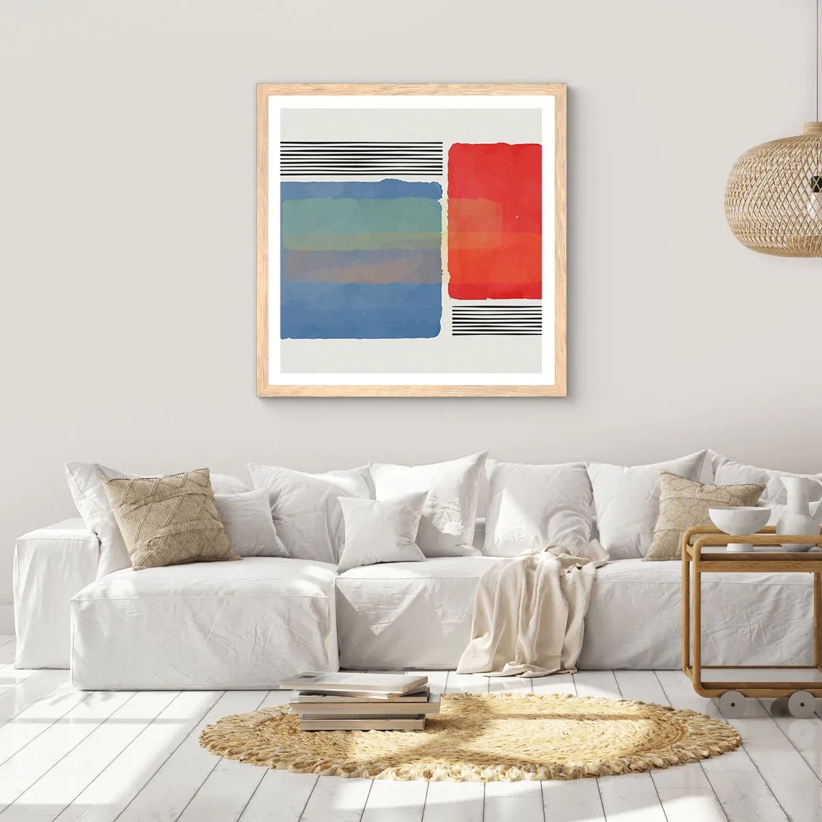 Pôster com moldura de carvalho claro - A alma da geometria - 60x60 cm