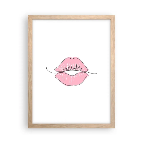 Pôster com moldura de carvalho claro - Pronto para beijar? - 30x40 cm