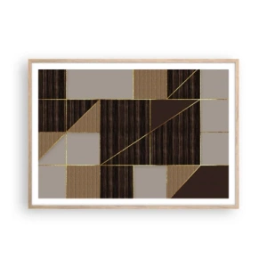 Pôster com moldura de carvalho claro - Mosaico de bronzes e ouro - 100x70 cm