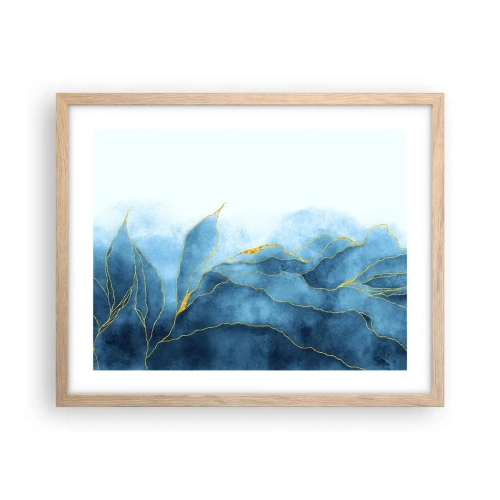 Pôster com moldura de carvalho claro - Azul dourado - 50x40 cm