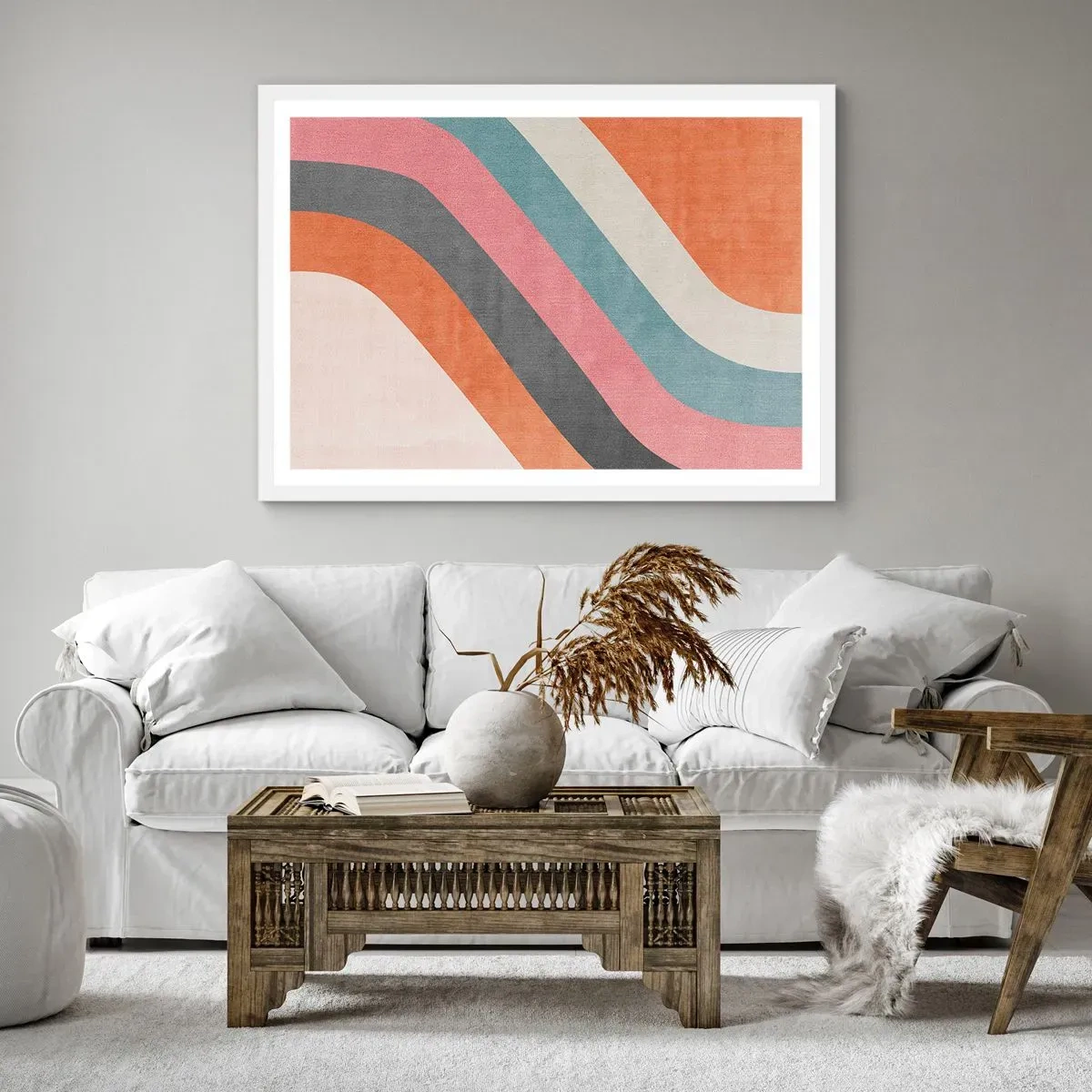 Pôster em moldura branca - Composição diagonal – movimento - 50x40 cm