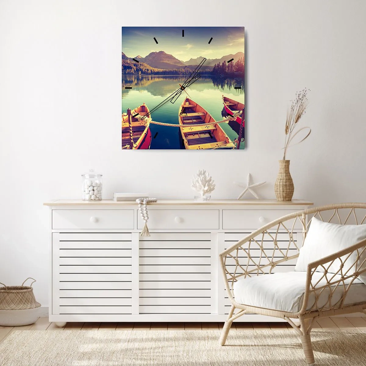 Relógio de parede - Relógio em vidro - Viver de acordo com as suas leis - 30x30 cm