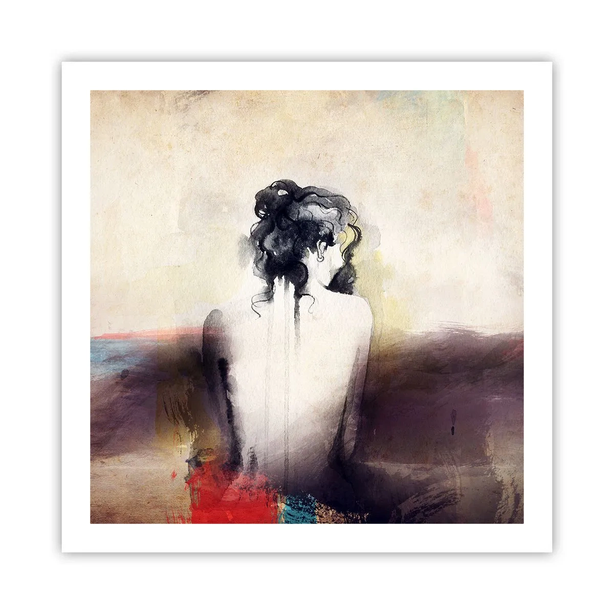 Pôster - Linhas suaves, formas ovais - 60x60 cm