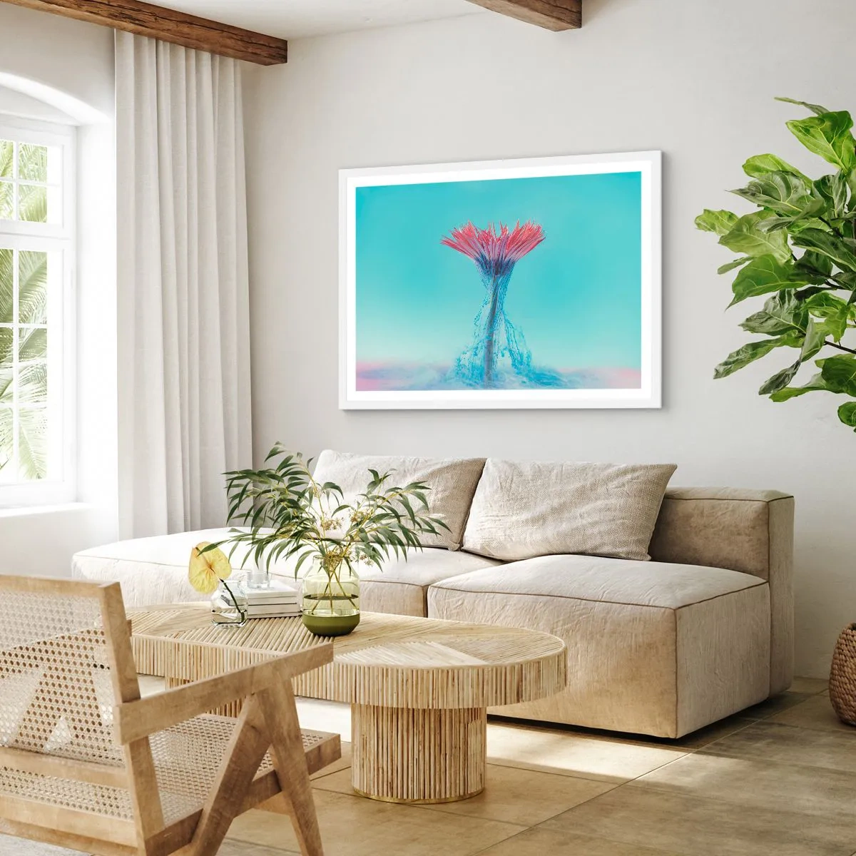 Pôster em moldura branca - Num abraço revigorante - 70x50 cm