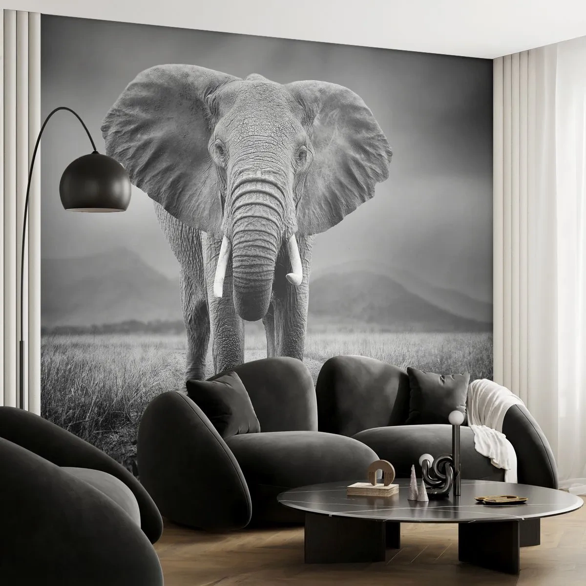 Papel de Parede Autocolante Deluxe Sticker - O anfitrião dá as boas-vindas - Elefante, Animais, Paisagem - 200x140 cm