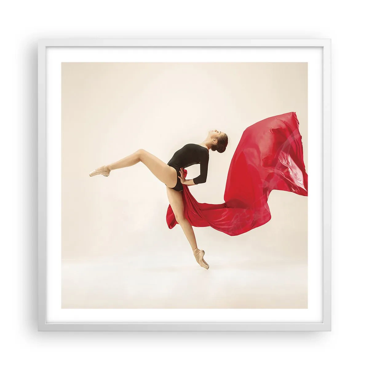 Pôster em moldura branca - Vermelho e preto - 60x60 cm