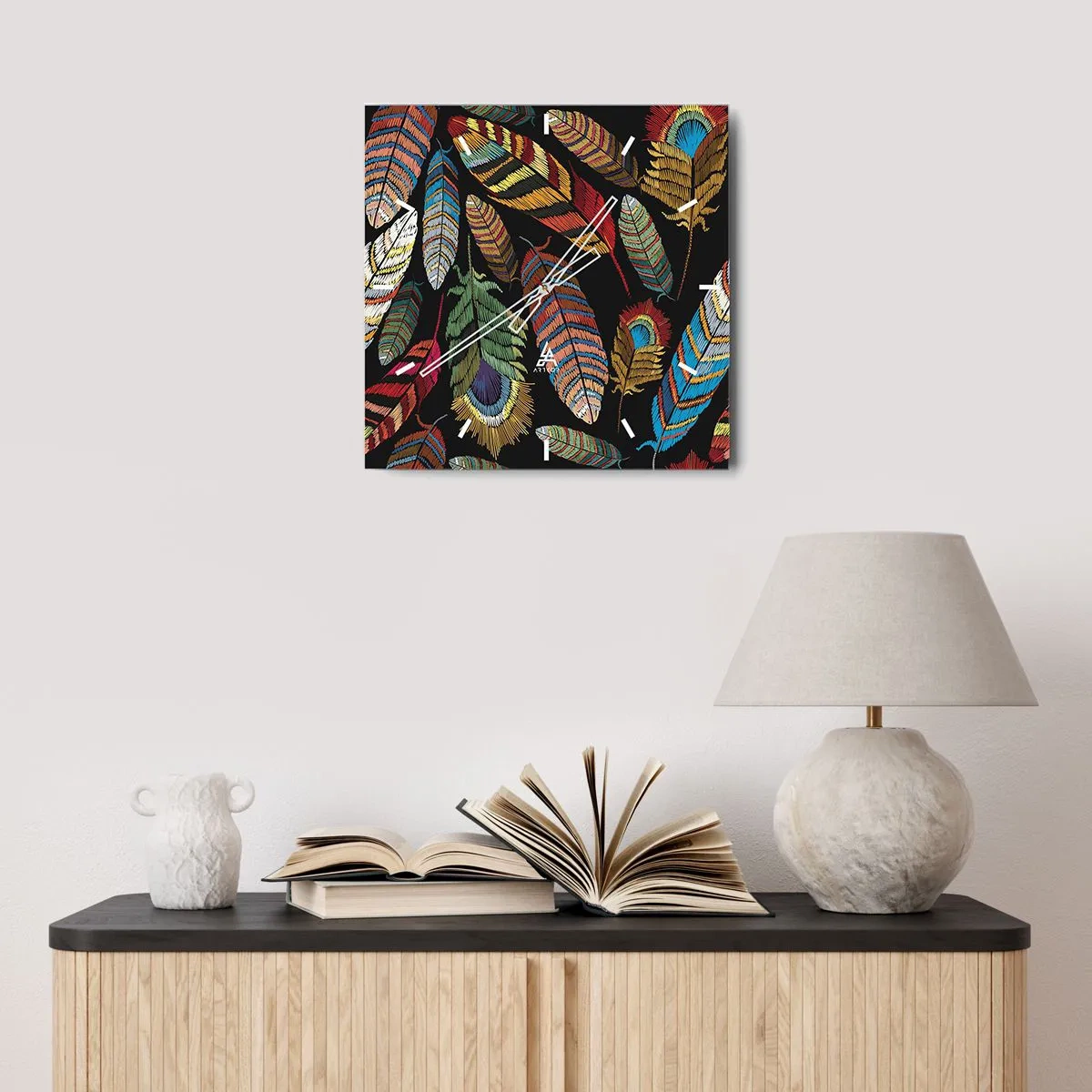 Relógio de parede - Relógio em vidro - O carnaval dos pássaros - 30x30 cm