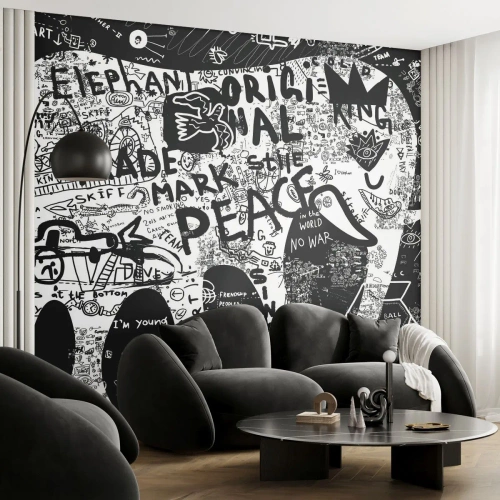 Papel de Parede Premium Canvas - O rico mundo das ruas - Grafite, Pedaço, Gráficos - 150x105 cm