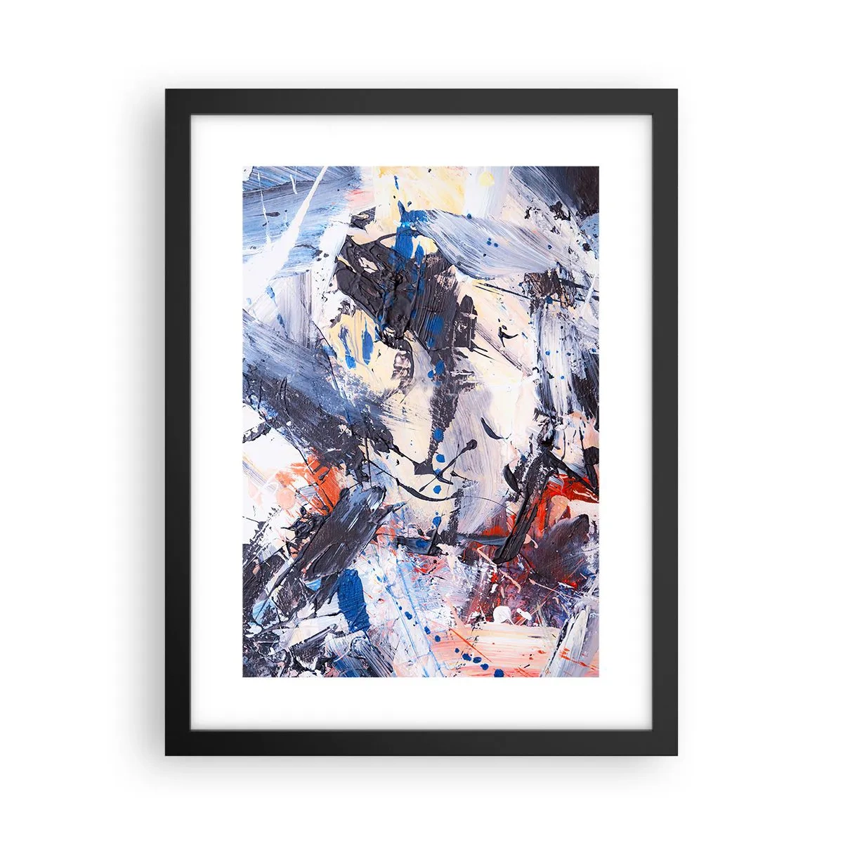 Pôster com moldura preta - Dança louca da abstração - 30x40 cm